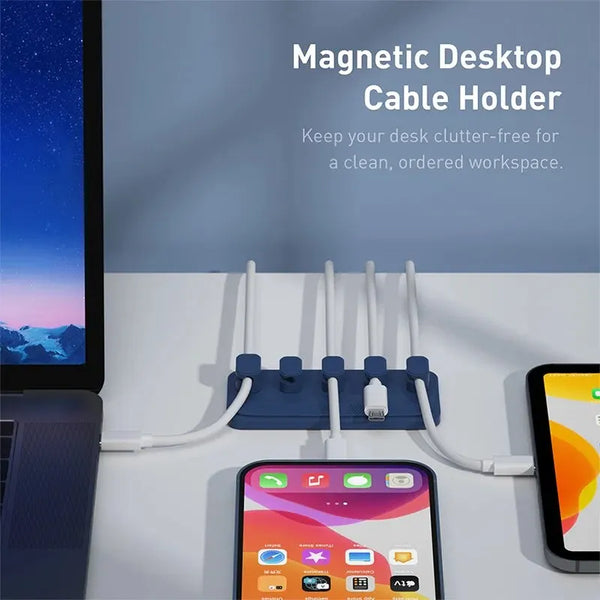 Magnetic Mouse Wire Organizer Desktop Cable Clip Protector Cord Winder Row Plug Self-Adhesive Fixed USB Charging Line Holder