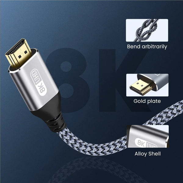 HDMI 2.1 Cable HDMI Cord 8K 60Hz 4K 120Hz 48Gbps EARC ARC HDCP Ultra High Speed HDR for HD TV Laptop Projector PS4 PS5