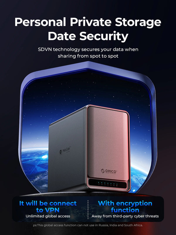 ORICO MetaCube Household Storage Type-C 3.5" HDD/SSD Dual-bay NAS with Automatic Backup Remote Access with Offline BT Download