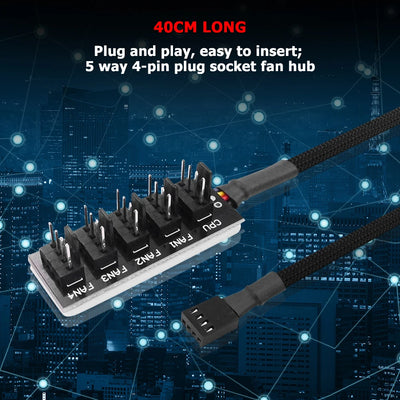 40cm 1 to 5 4-Pin Molex TX4 PWM Fan CPU HUB Splitter PC Case Chasis Cooler Power Extension Cable Adapter Controller