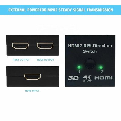 Bi Direction Switch HDMI 2.0 4K 60HZ HDMI Splitter 1x2 2x1 New Dual 2 Ports Adapter Converter Supports Ultra HD 4K