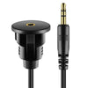 3.5mm Male to Female Car Truck Dashboard Panel Flush Mount Cable AUX Audio Jack Waterproof Extension Cable