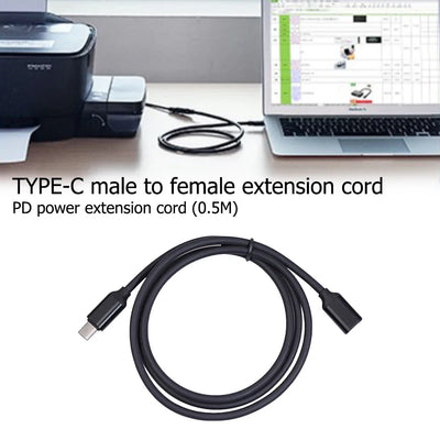 USB C Extension Cable USB C Male to Female Power Delivery Charging Extender Cord