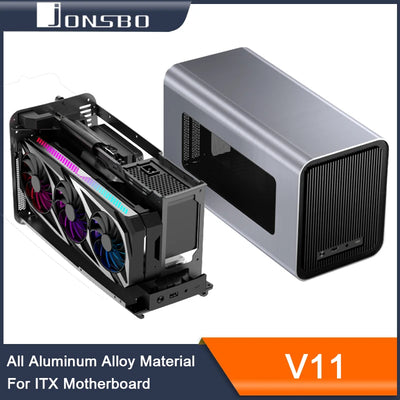 JONSBO V11 PC Case All Aluminum Alloy Home Computer Case Pull-out High-efficiency Ventilation for ITX Motherboard