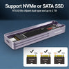 Visual Smart M.2 NVMe / SATA SSD Enclosure, USB 3.2 Gen 2 10Gbps, External M2 Adapter Case Support M-Key B +M Key UASP Trim