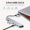 8 In 2 USB HUB With Splitter Card Reader, USB C Port, USB 3.0 / 2.0, SD/TF Splitter Card Reader, Docking Station