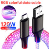 120W RGB data cable car luminous breathing gradient PD fast charging cable for TypeC data cable